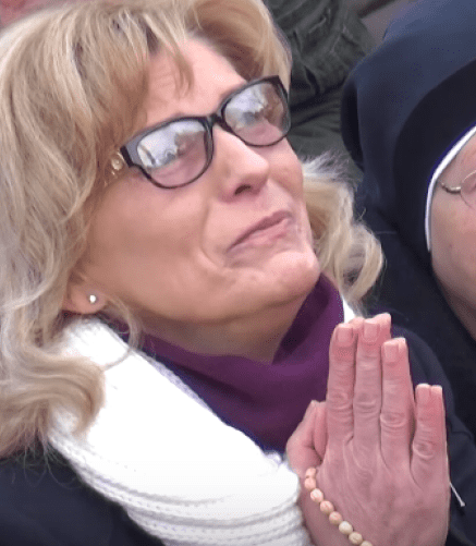 Mirjana praying Medjugorje apparition pilgrimage tour
