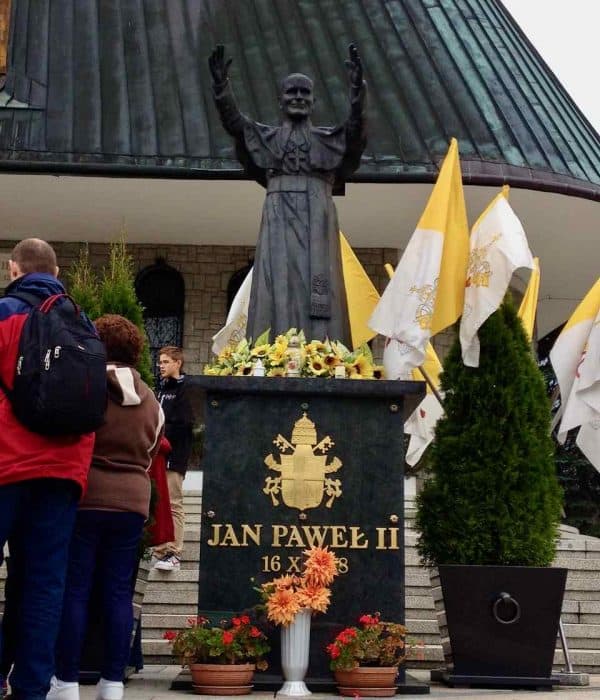 John Paul lI statue Poland divine mercy pilgrimage tour