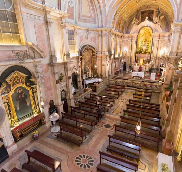 interior st. anthony of padua church lisbon portugal