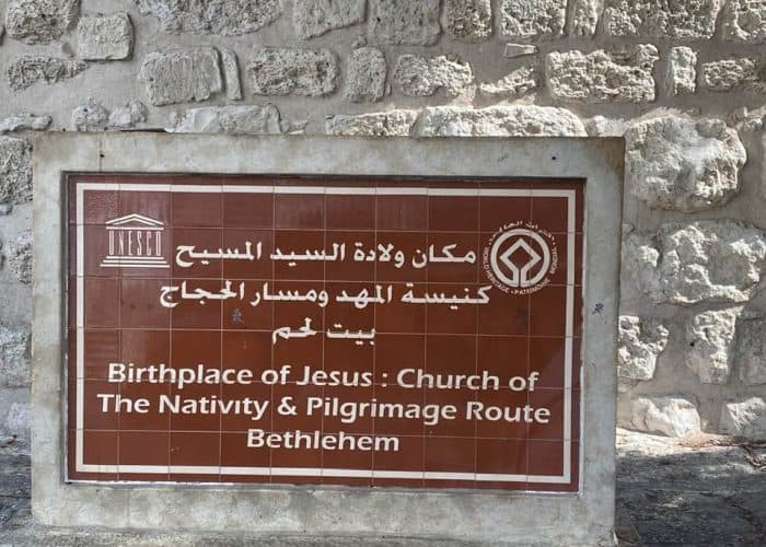 bethlemem sign holy land pilgrimage tour