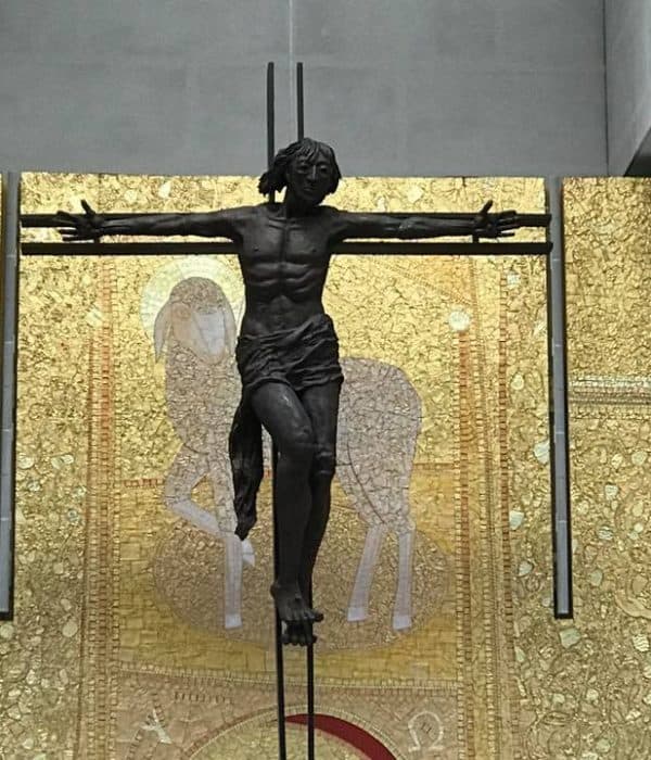 close up of crucifix at fatima portugal pilgrimage tour