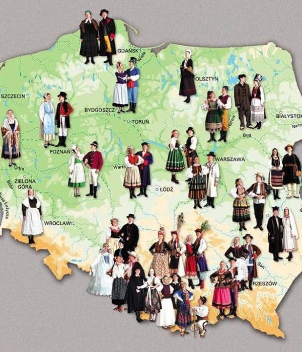 Folk costumes of poland map pilgrimage tour