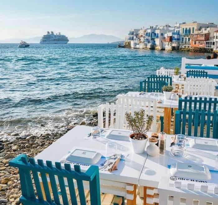 Mykonos Beach Restaurant greece pilgrimage tour