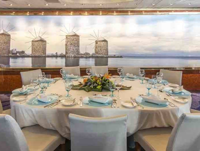 Olympia cruise ship restaurant greece pilgrimage tour