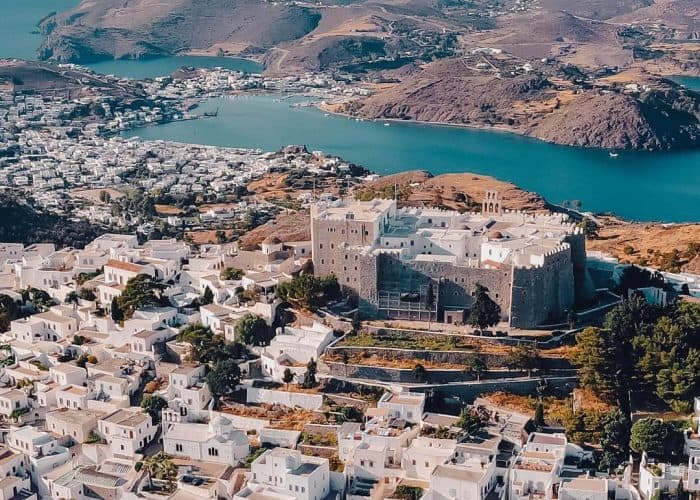 Patmos aerial view greece pilgrimage tour