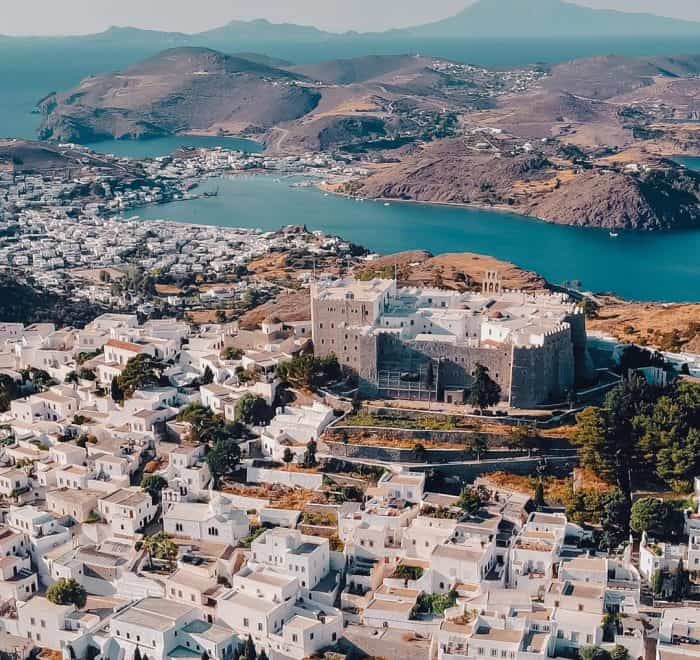 Patmos aerial view greece pilgrimage tour