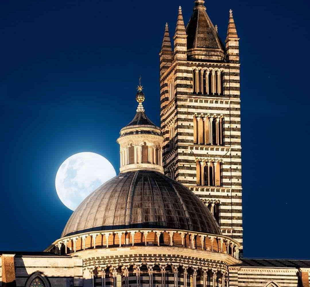 Siena Cathedral with moon