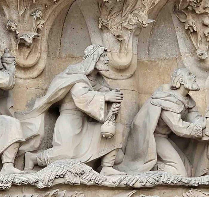 wise men relief on la sagrada familia barcelona on spain food and faith pilgrimage tour