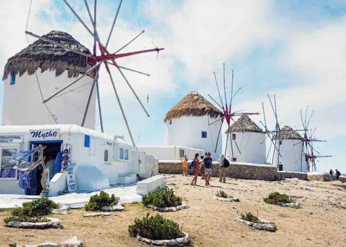 windmills in mykonos greece pilgrimage